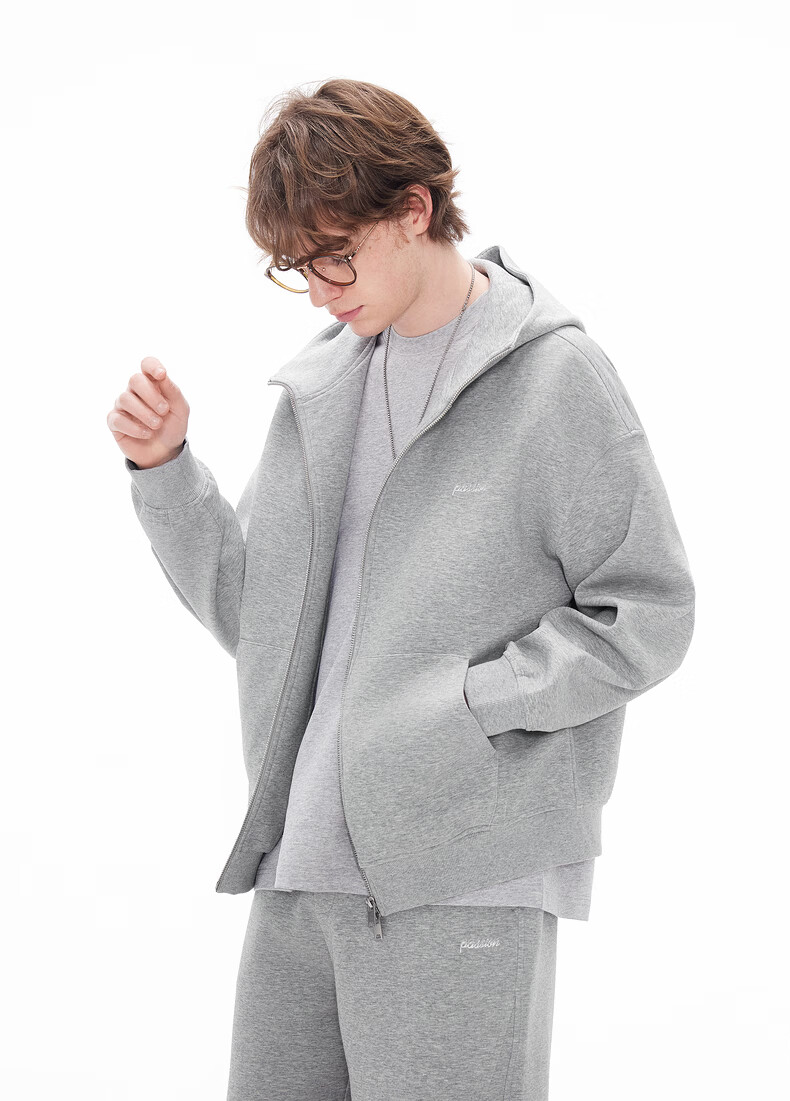 Gxgjeans Men's Multi-Color Simple Loose Casual Sports Hoodie Jacket 26 Spring New Deep Heather Gray M (170) 12