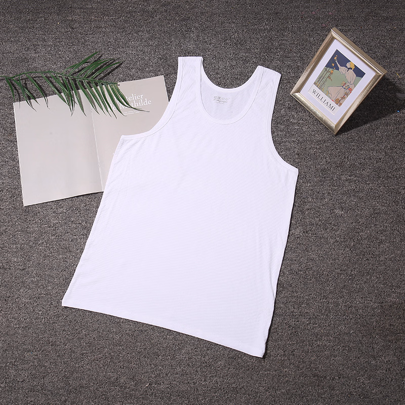 Men's Vest Fitness Elastic Vest Thickened Threaded Vest American Sweat Absorbing Sports Pulled Vest, White 3XL_viptrois.com