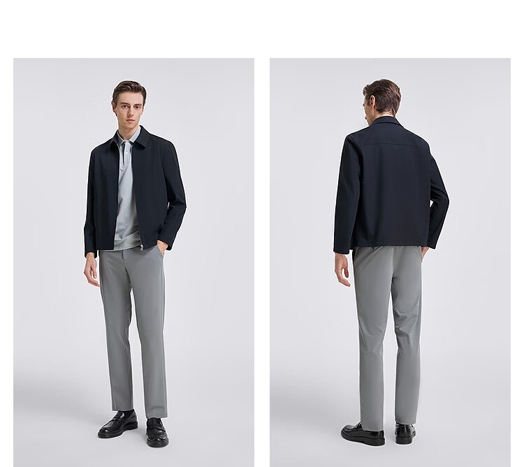 YOUNGOR Business Commuter Spring New Men's Polo Collar Durable Double-Layer Stretch Executive Jacket 424965F 19