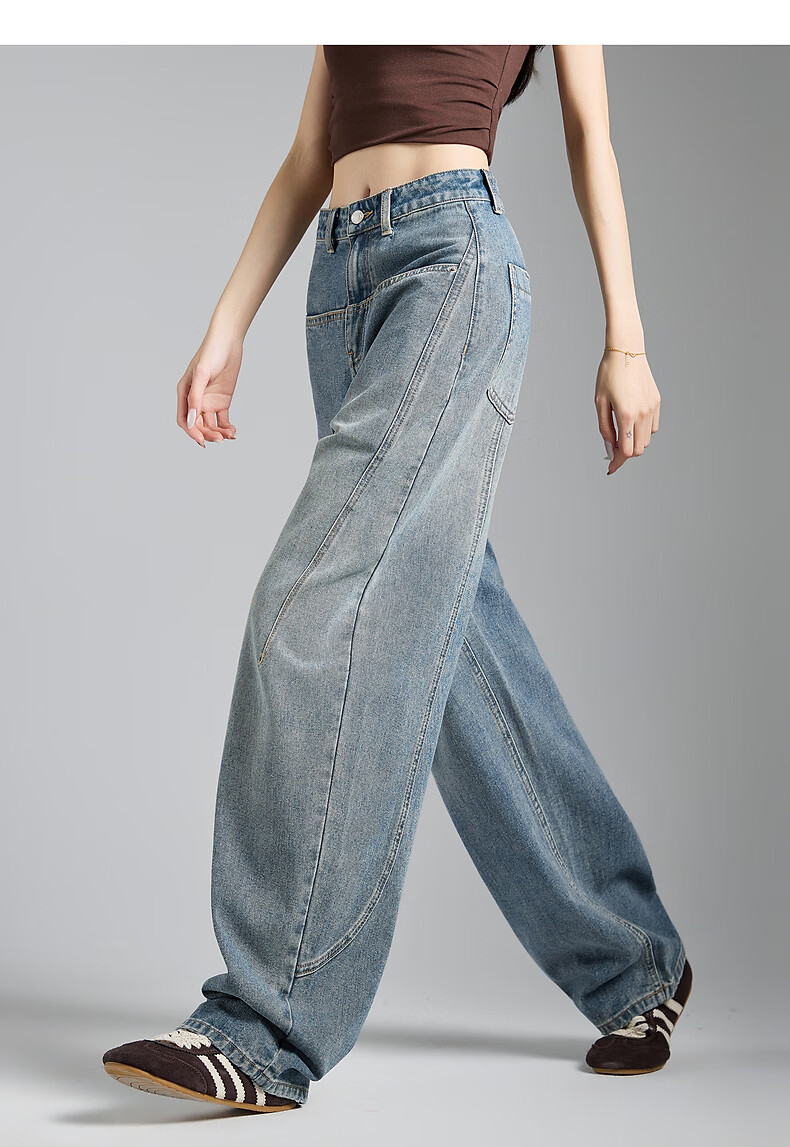 TonLion 2026 Spring Women's Split Denim Pants Medium Denim Blue 25 8