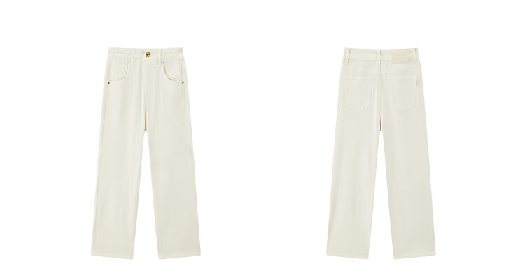 Peacebird Women's High-Waist Summer Commuter Straight-Leg Mint Jeans Denim Off-White Cropped Flared Pants S 22
