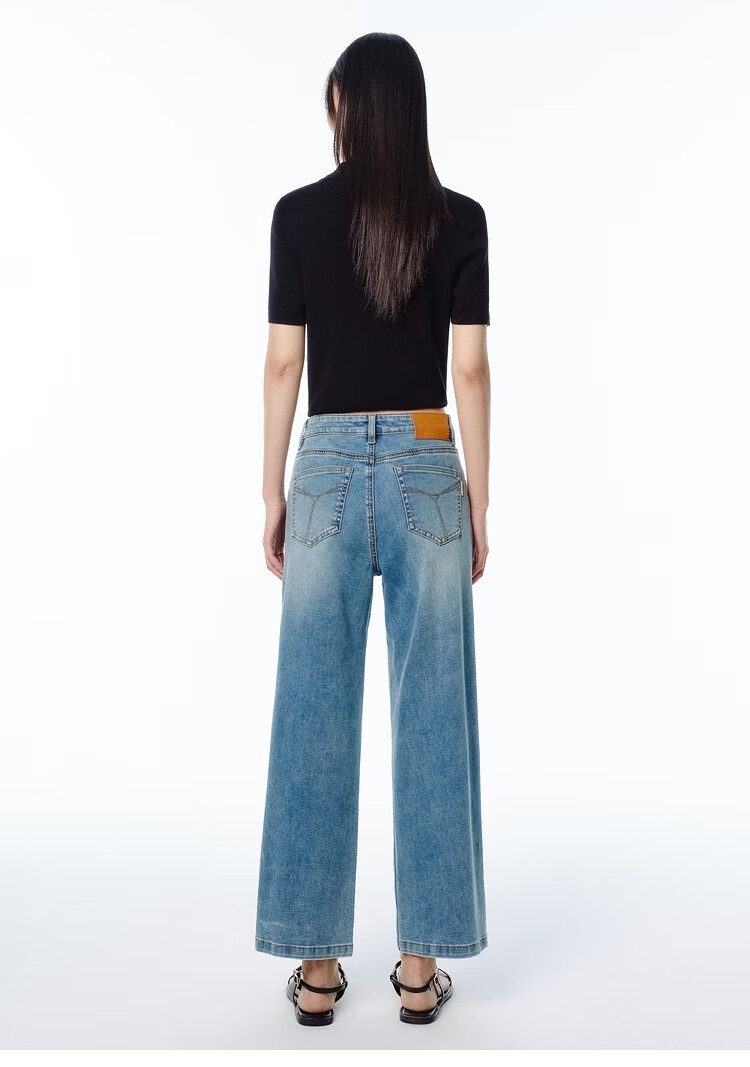 Peacebird Women's High-Waist Summer Commuter Straight-Leg Mint Jeans Denim Off-White Cropped Flared Pants S 32
