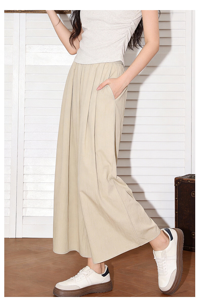 TonLion Cooling Yamamoto Wide-Leg Skirt Pants for Women, Summer New High-Waist Slimming Concealing Draping Thin Breathable Casual Long Trousers 8