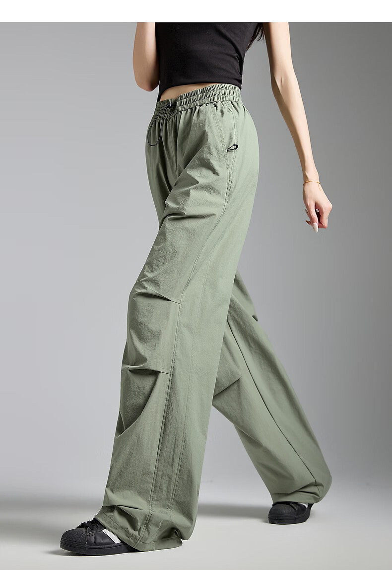 TonLion 2026 Spring Women's Pleated Casual Long Pants Gray Green L 8