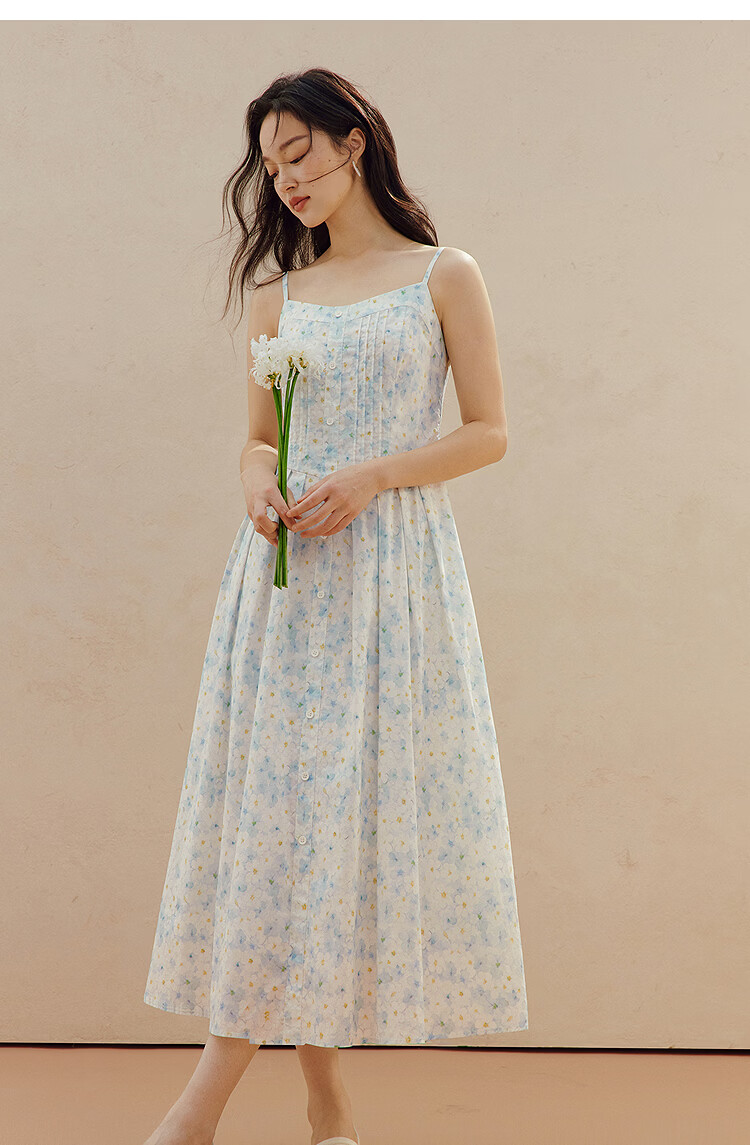INMAN 100% Xinjiang Cotton Plant Print Camisole Dress 2026 Summer New Women's Dress Orange Flower Color XL 19