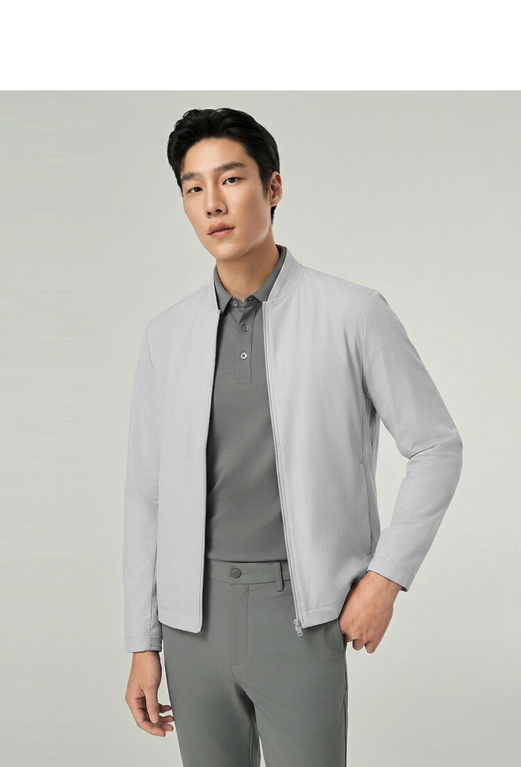YOUNGOR Men's Spring New Baseball Collar Single Jacket Business Casual Commuting Versatile Outdoor Coat 414959E 11
