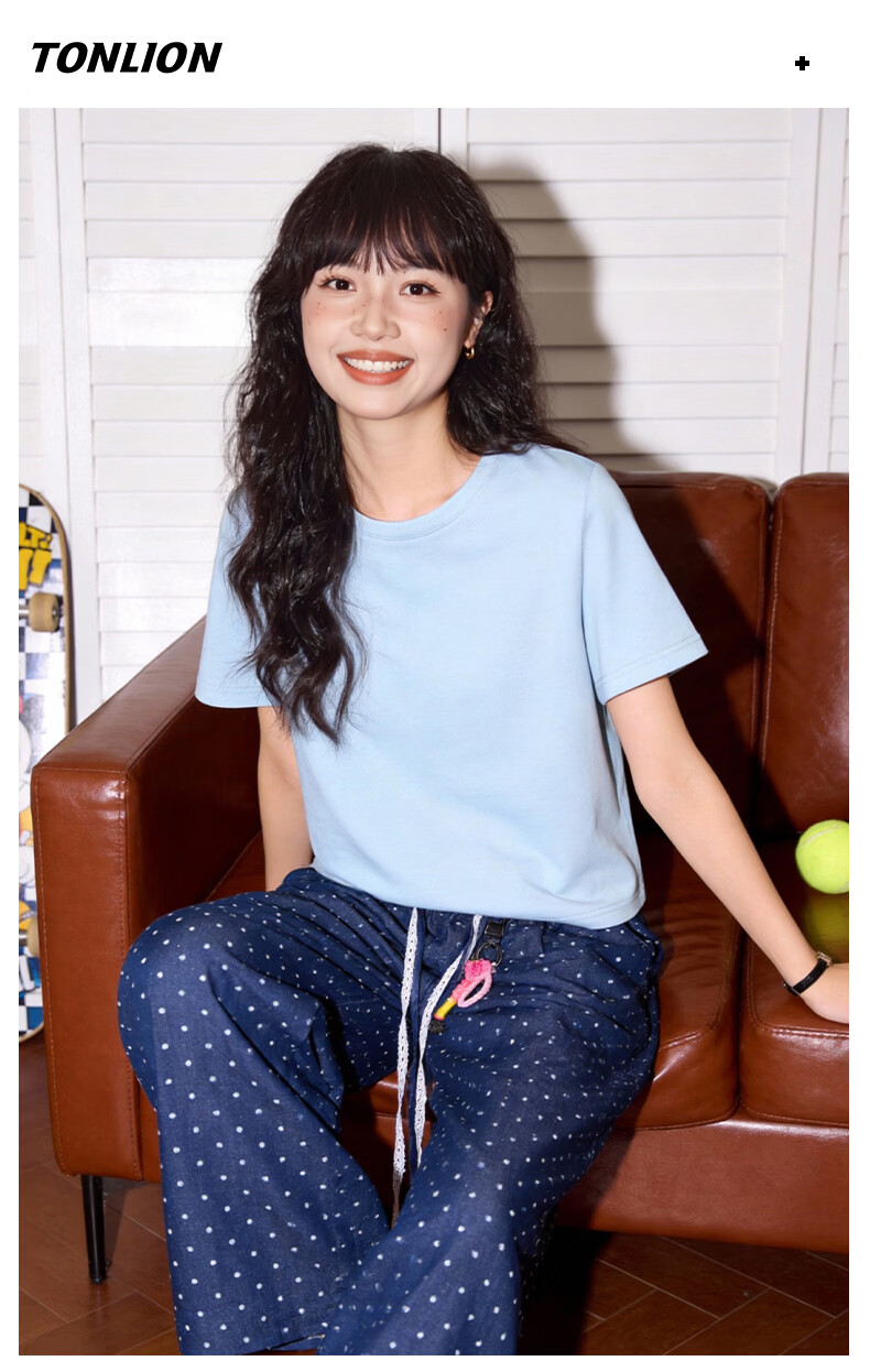 TonLion Pure Cotton Short Sleeve T-Shirt for Women, Slim Fit, Short Style, Trendy Korean Casual Comfortable Soft Top 10