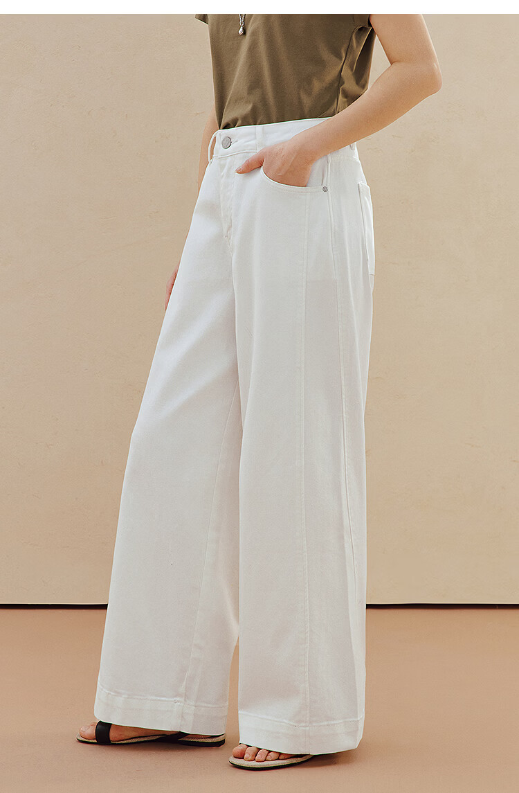 INMAN Vintage Simple White Wide-Leg Jeans 26 Summer Women's New Casual Straight Pants Pearl White 29 9