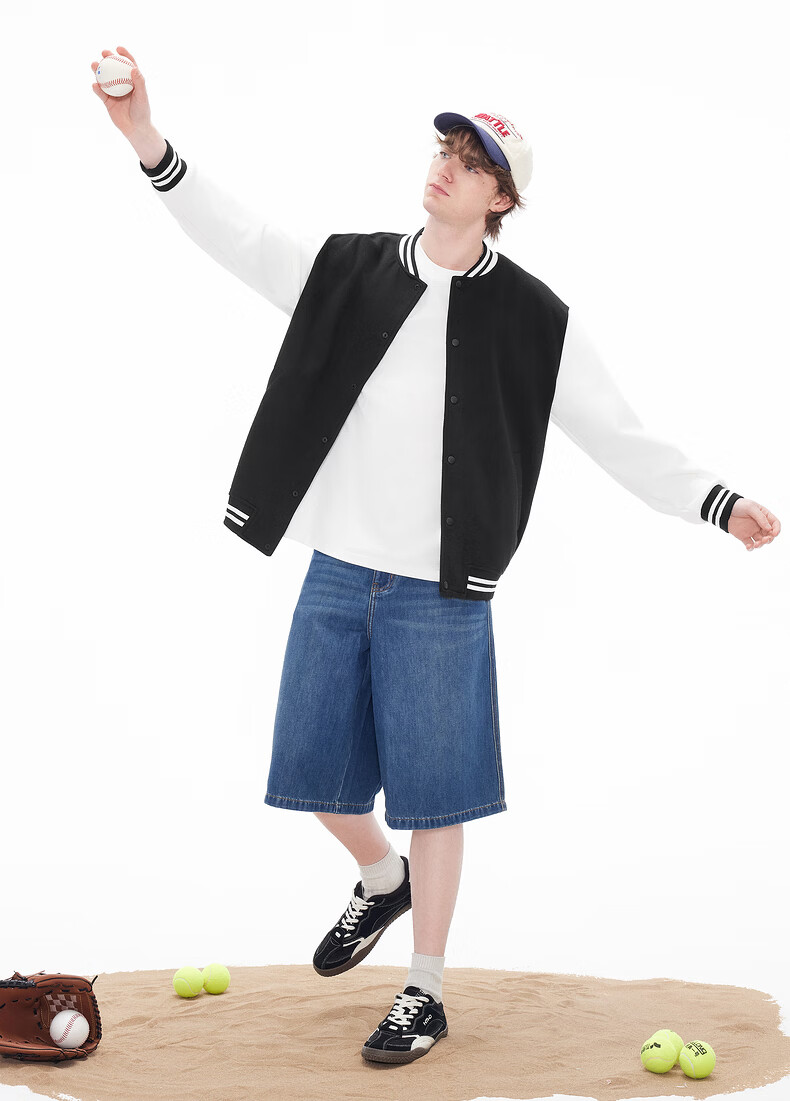 Gxgjeans Men's Colorblock Patchwork American Casual Loose Baseball Jacket Coat 26 Spring New Black 170/M 9