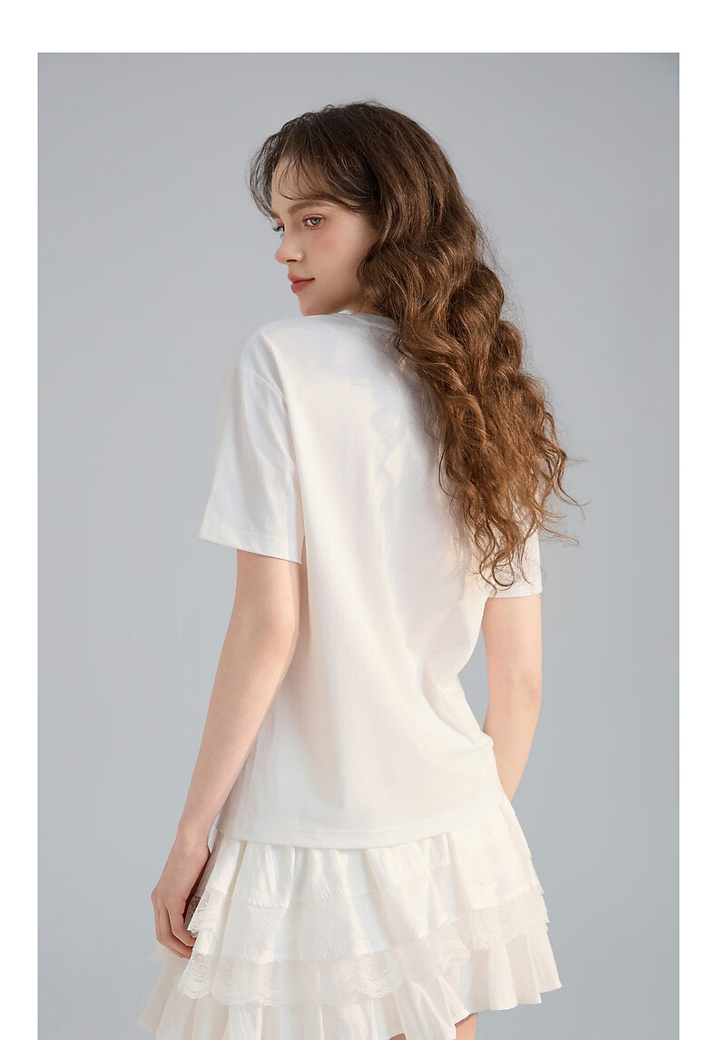 TonLion 2026 Summer New Women's Short Sleeve T-Shirt White Casual Youthful Top for Petite 4