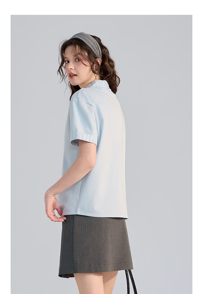 TonLion 2026 Spring Summer Women's Short Sleeve Polo Shirt New Fake Two-Piece Casual Stylish Lapel Early Spring 4
