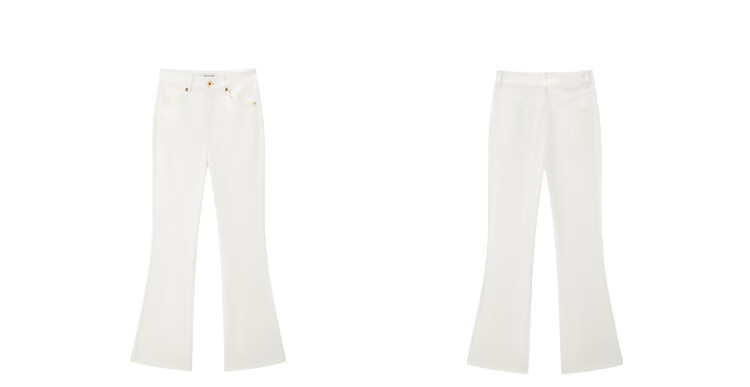 Peacebird Women's High-Waist Summer Commuter Straight-Leg Mint Jeans Denim Off-White Cropped Flared Pants S 24
