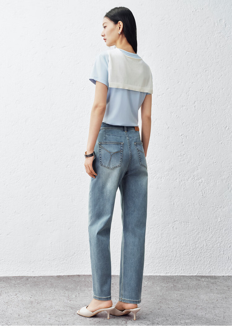 Peacebird Women's High-Waist Summer Commuter Straight-Leg Mint Jeans Denim Off-White Cropped Flared Pants S 39