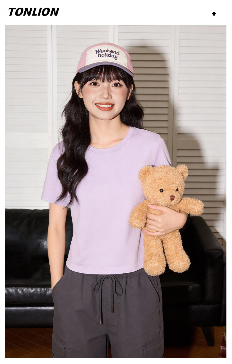TonLion Pure Cotton Short Sleeve T-Shirt for Women, Slim Fit, Short Style, Trendy Korean Casual Comfortable Soft Top 7