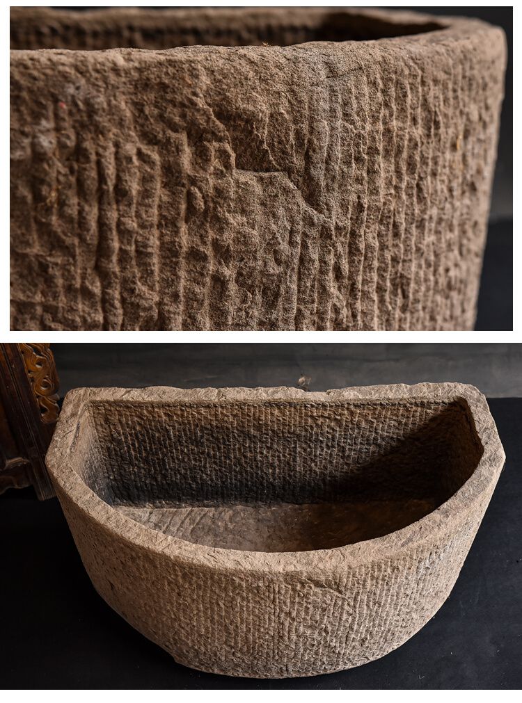 石槽鱼缸青石鱼缸老旧石槽大马槽养鱼水池i老m石缸青石鱼缸石槽荷花缸