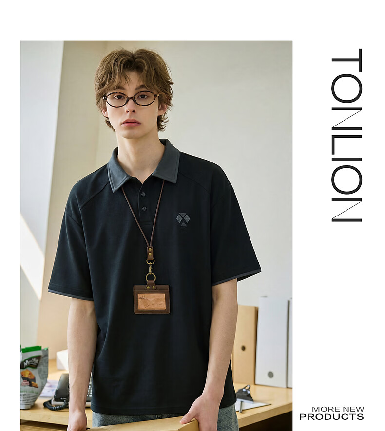 TonLion 2026 New Summer Men's Short Sleeve Polo Shirt White Casual Fashion Stylish Collar 11