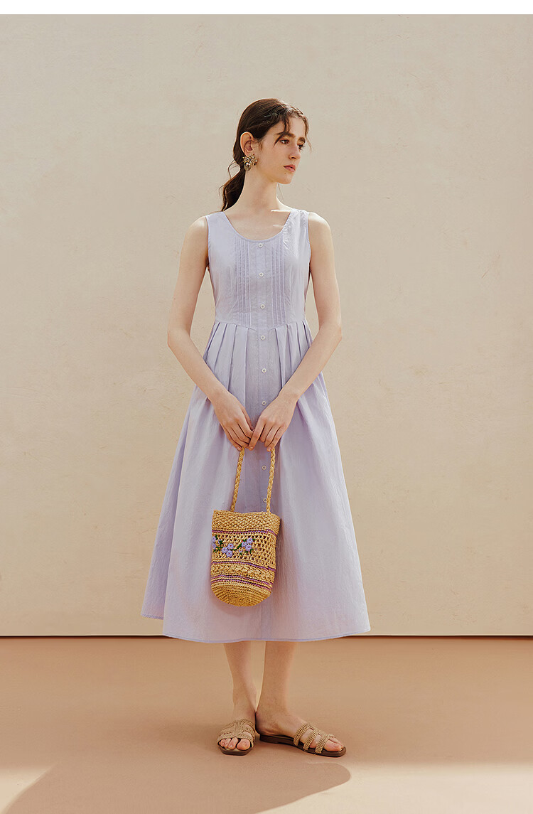 INMAN French Style Sleeveless Waist-Cinching Dress 2026 Summer New Slim Fit Purple Vest Dress Pink Purple L 12