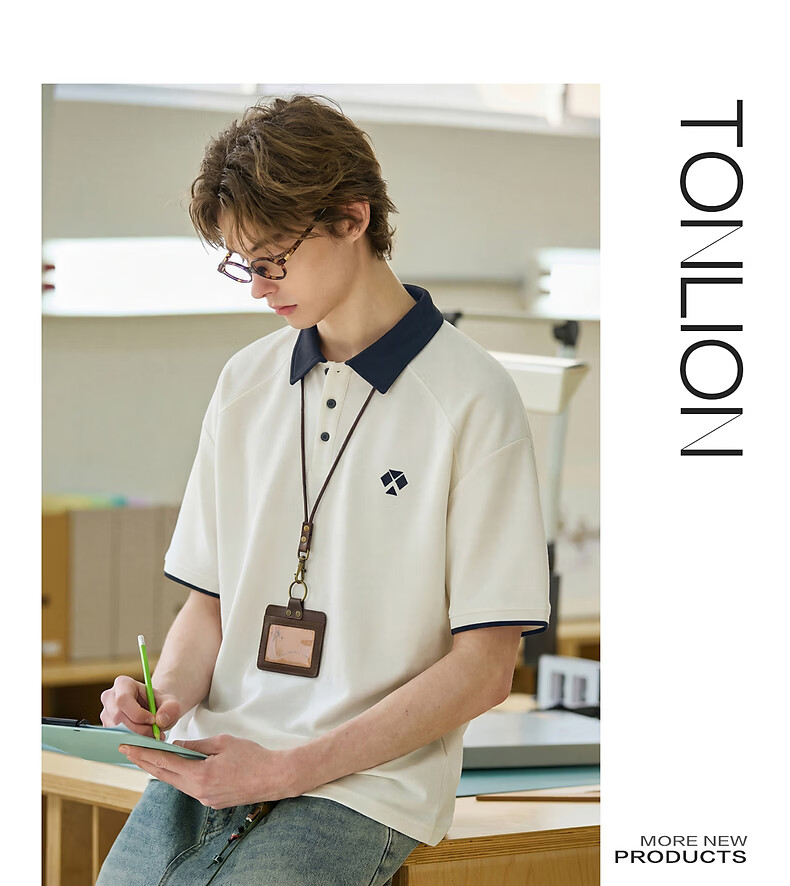 TonLion 2026 New Summer Men's Short Sleeve Polo Shirt White Casual Fashion Stylish Collar 9