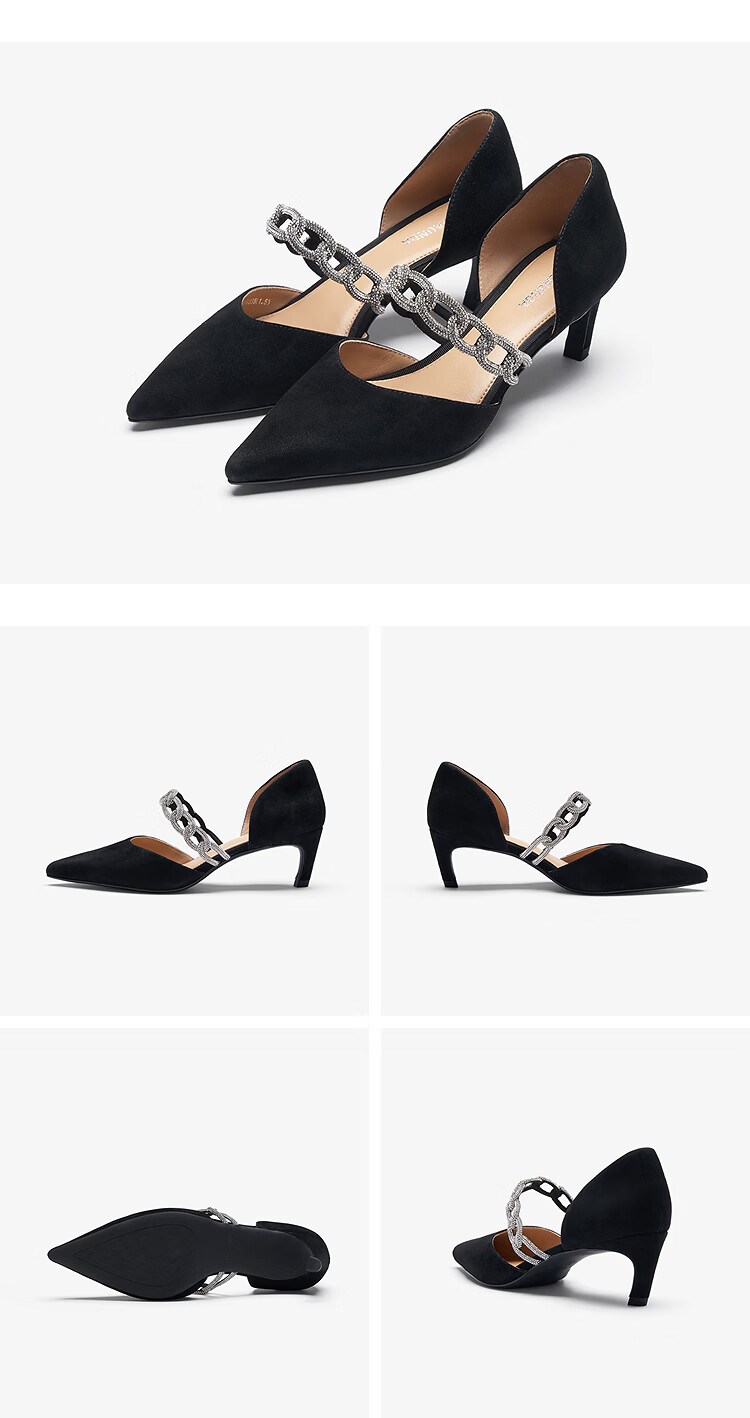 Le Saunda Summer New Queen of Speed French Style Pointed Toe Lambskin Stiletto Sandals Women 7M57701 Hepburn Black BKS34 8