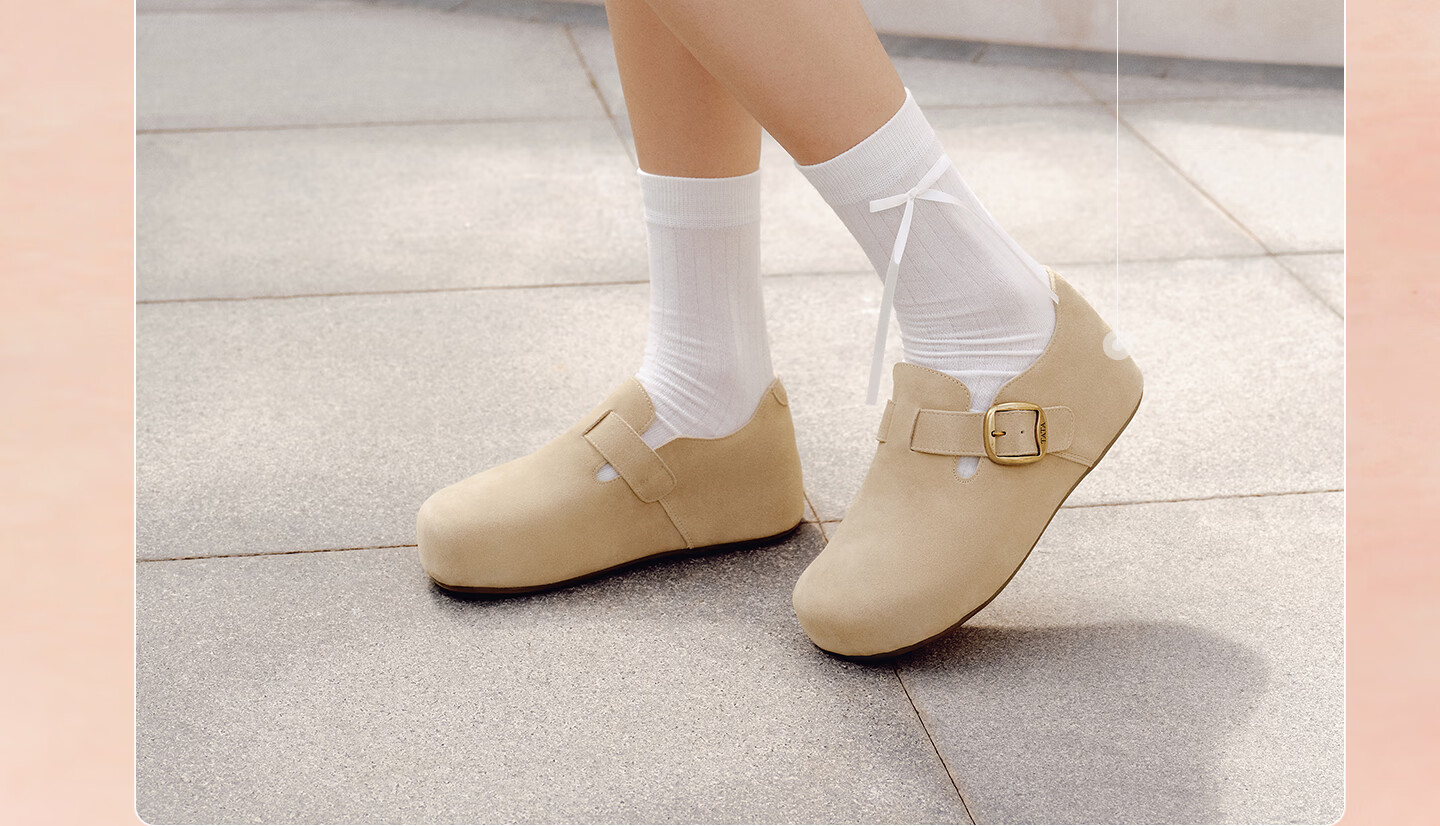 TATA Chestnut Boken Women's Spring Fashion Versatile Deep Mouth Shoes with Height Increase Apricot Color Size 39 8