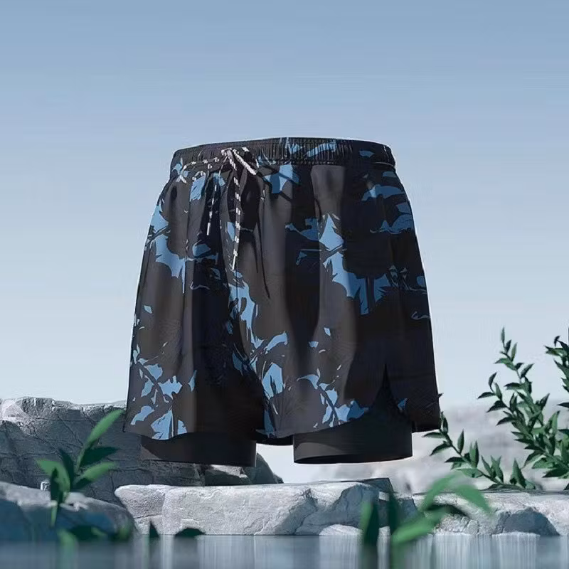 Heren zwemshort met dubbele laag sneldrogend voor strand_voghion.com