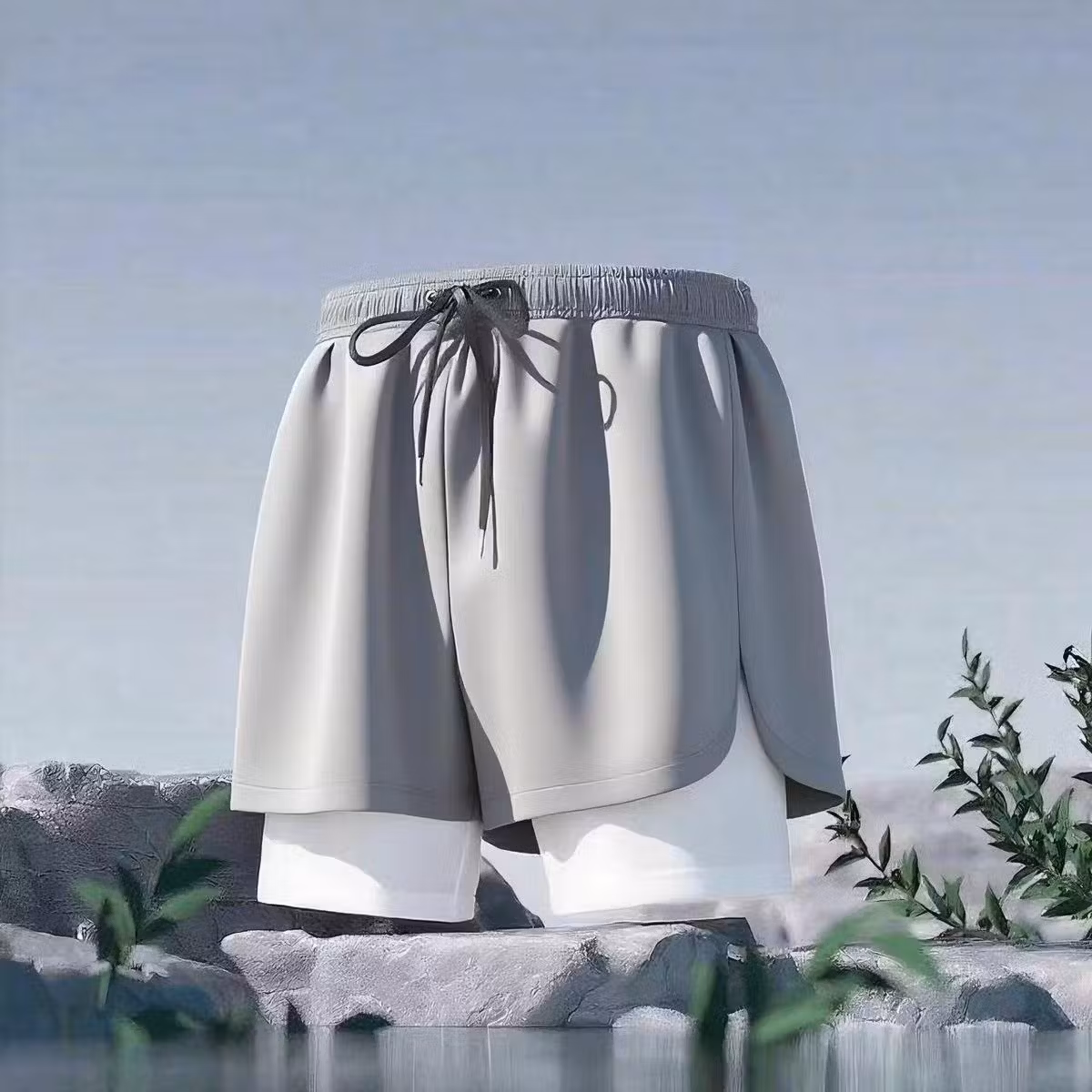 Heren zwemshort met dubbele laag sneldrogend voor strand_voghion.com