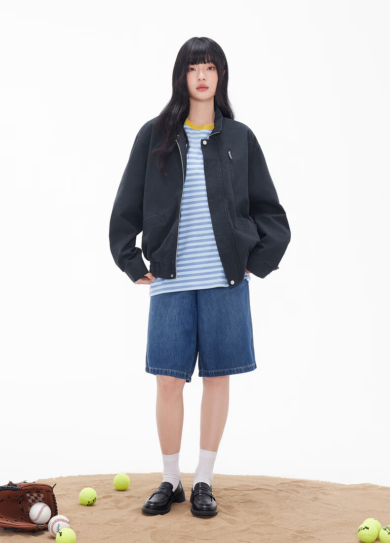 Gxgjeans Men's Stand Collar Oversized Workwear Casual Loose Jacket Coat Navy Blue 175/L Spring 2026 New Arrival 11