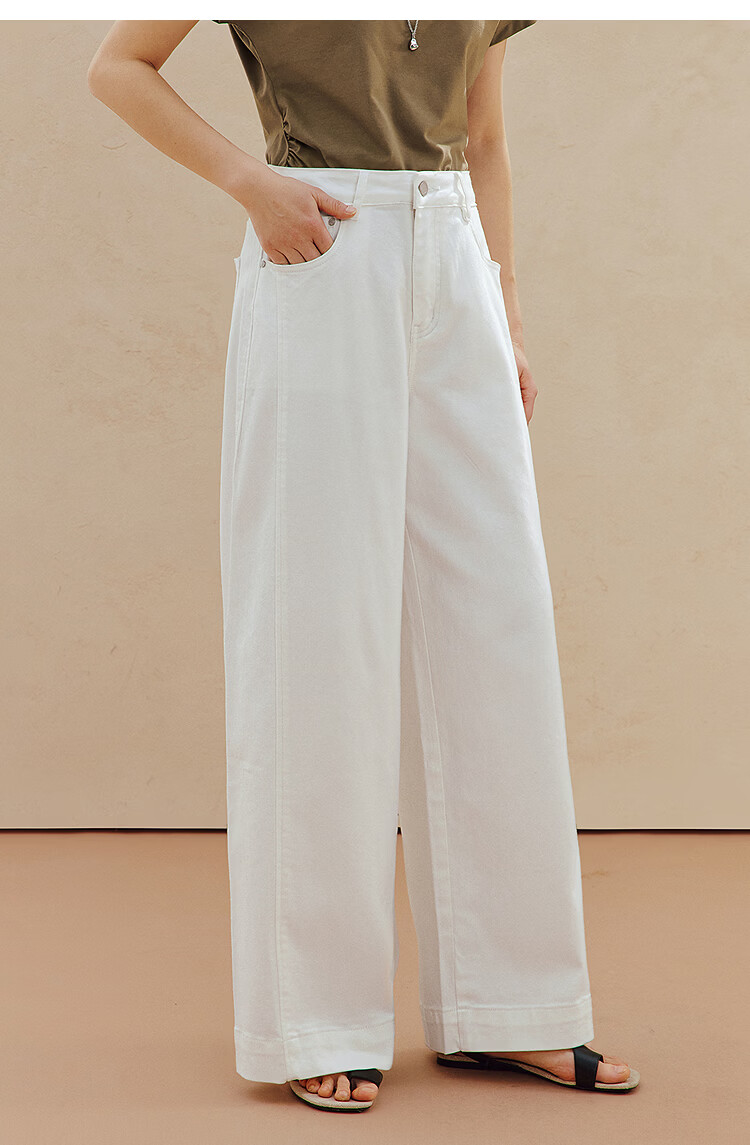 INMAN Vintage Simple White Wide-Leg Jeans 26 Summer Women's New Casual Straight Pants Pearl White 29 10