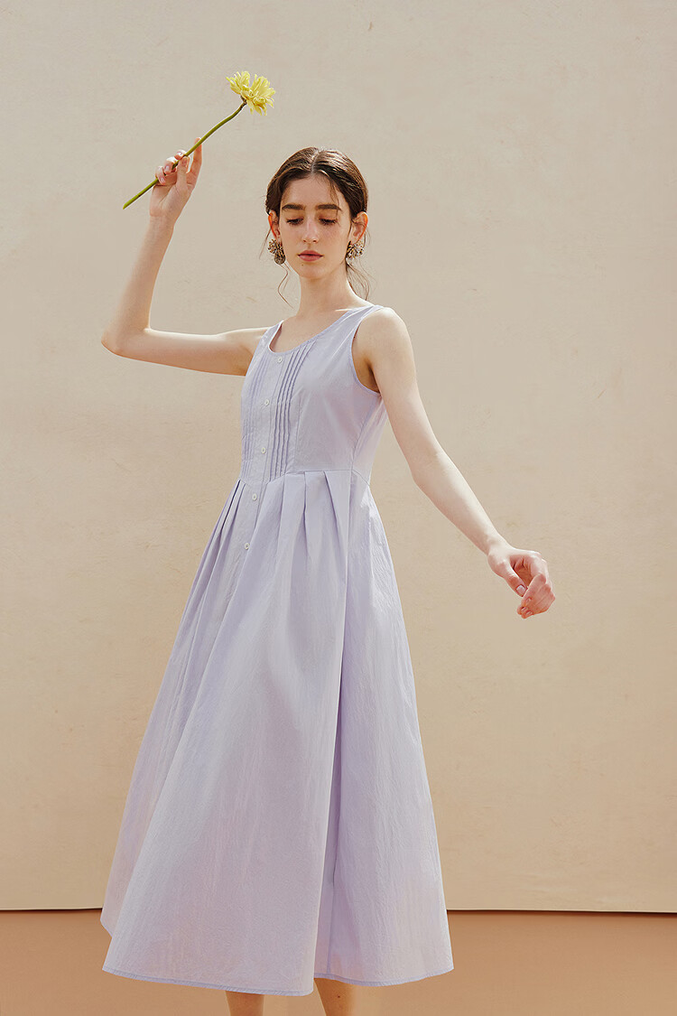 INMAN French Style Sleeveless Waist-Cinching Dress 2026 Summer New Slim Fit Purple Vest Dress Pink Purple L 2