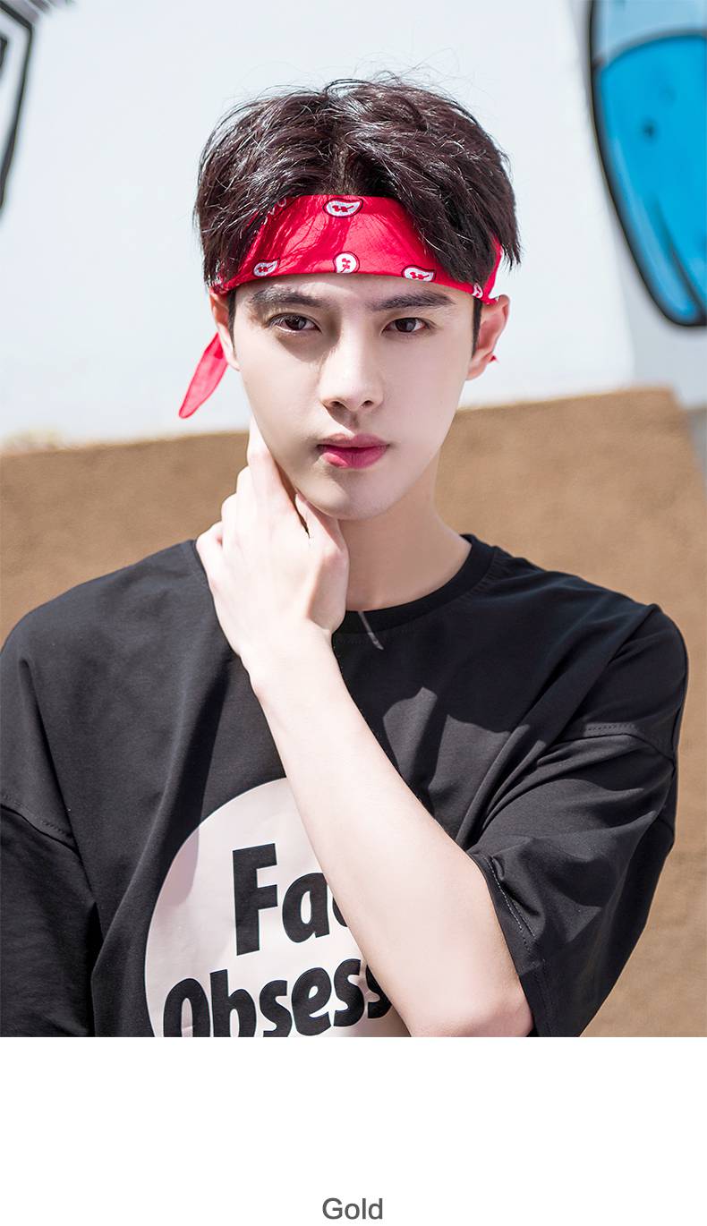 抹额 头巾男生嘻哈发带篮球运动护额吸汗头带抹额头饰潮夏季洗脸男士