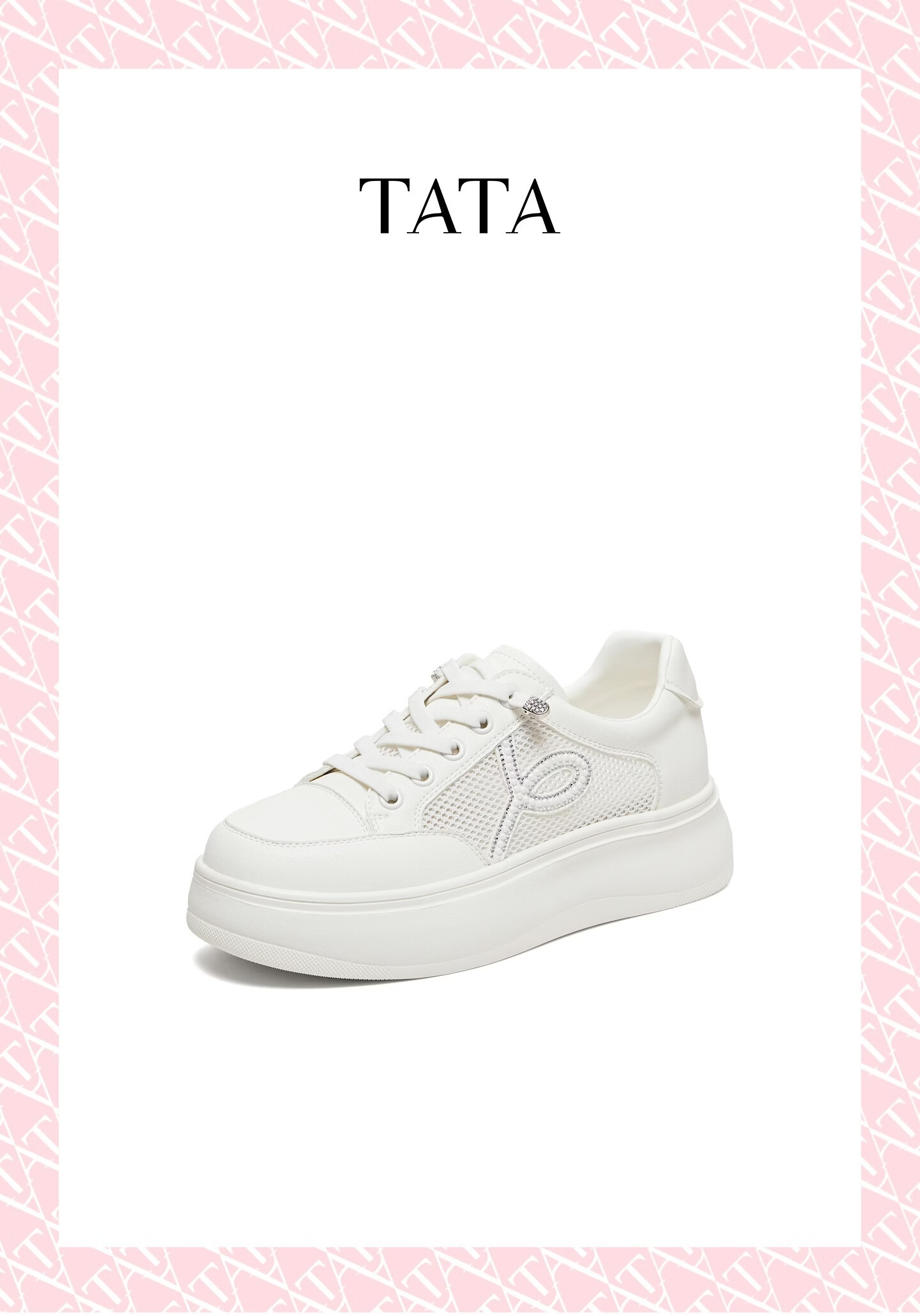 TATA Women's Shoes 2026 Summer New Fashion Casual Thick Sole White Sneakers Size 39 2
