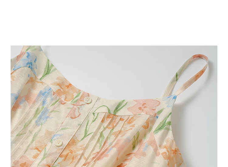 INMAN 100% Xinjiang Cotton Plant Print Camisole Dress 2026 Summer New Women's Dress Orange Flower Color XL 10