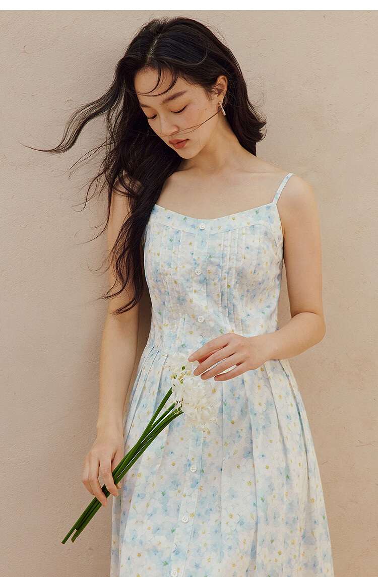 INMAN 100% Xinjiang Cotton Plant Print Camisole Dress 2026 Summer New Women's Dress Orange Flower Color XL 22
