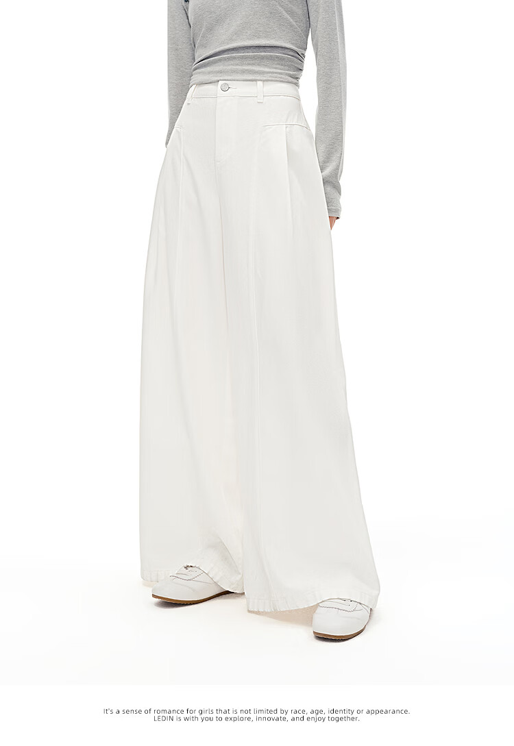 LeTing Naifu Loose Wide-Leg Casual Pants Summer New Straight Slim Yamamoto Pants Denim Off-White (In Stock) M 9