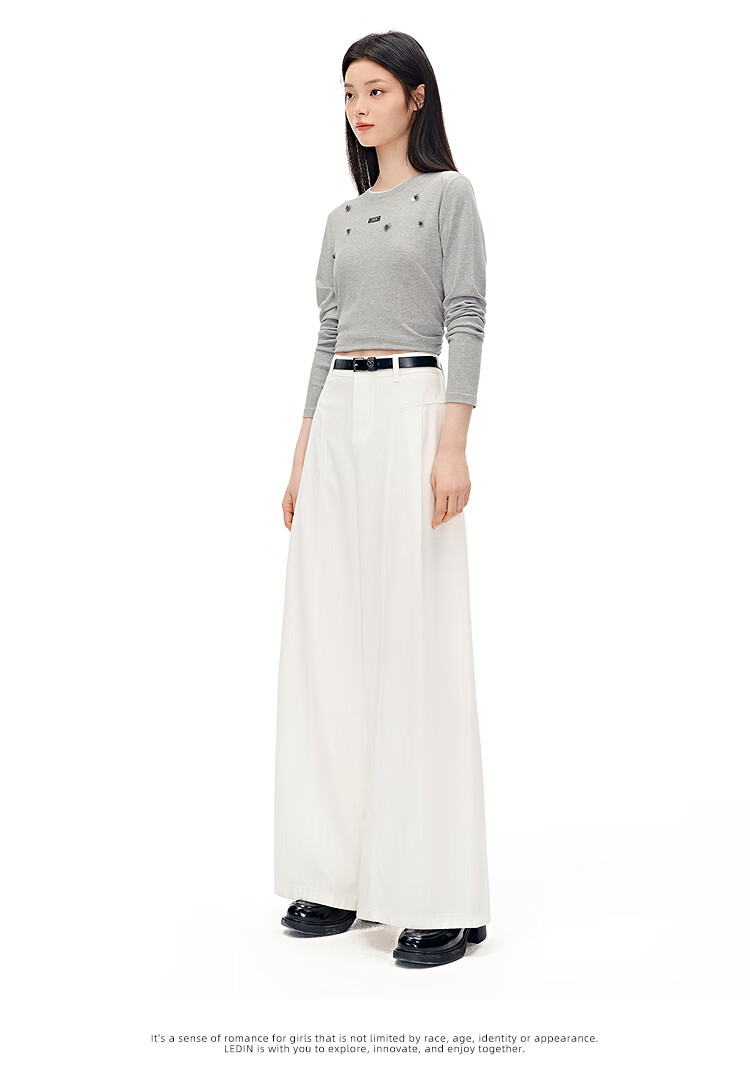 LeTing Naifu Loose Wide-Leg Casual Pants Summer New Straight Slim Yamamoto Pants Denim Off-White (In Stock) M 11