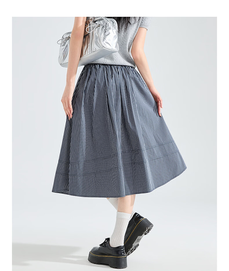 TonLion 2026 Spring Women's Small Plaid Skirt Starry Blue M 8