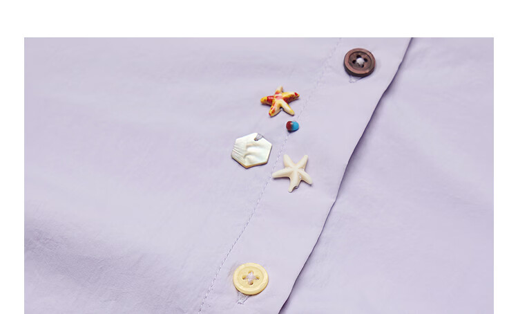 INMAN Simple Shell Beaded Embroidered Long Sleeve Shirt 26 Summer New Women's Commuting Turn-down Collar Top Purple S 12