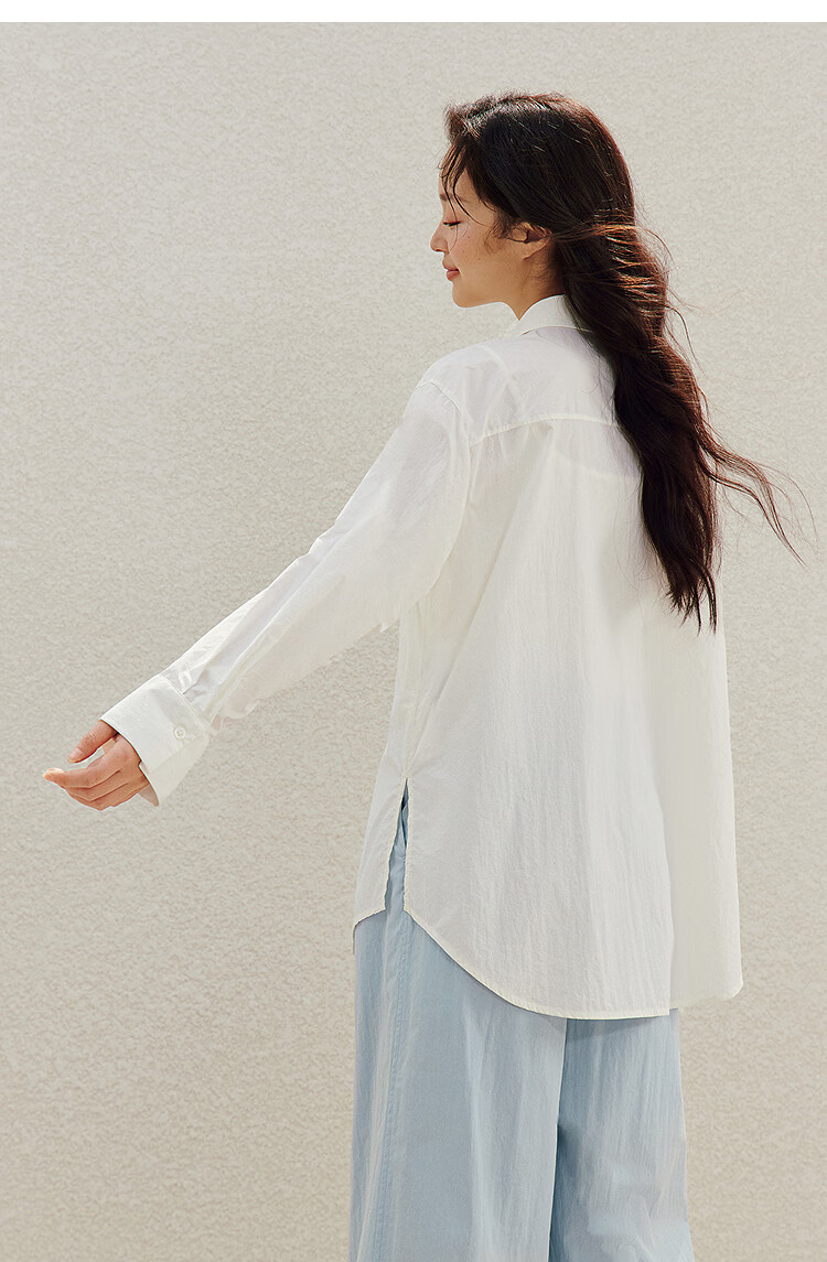 INMAN Simple Shell Beaded Embroidered Long Sleeve Shirt 26 Summer New Women's Commuting Turn-down Collar Top Purple S 19