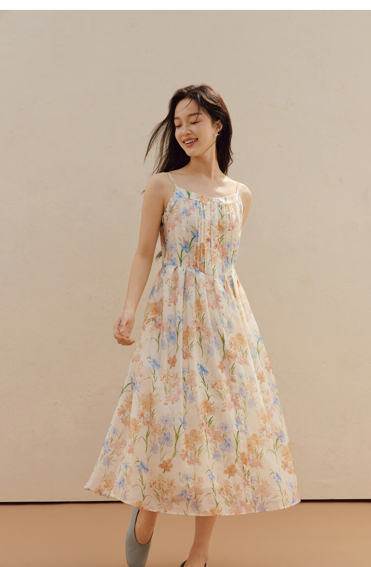 INMAN 100% Xinjiang Cotton Plant Print Camisole Dress 2026 Summer New Women's Dress Orange Flower Color XL 17