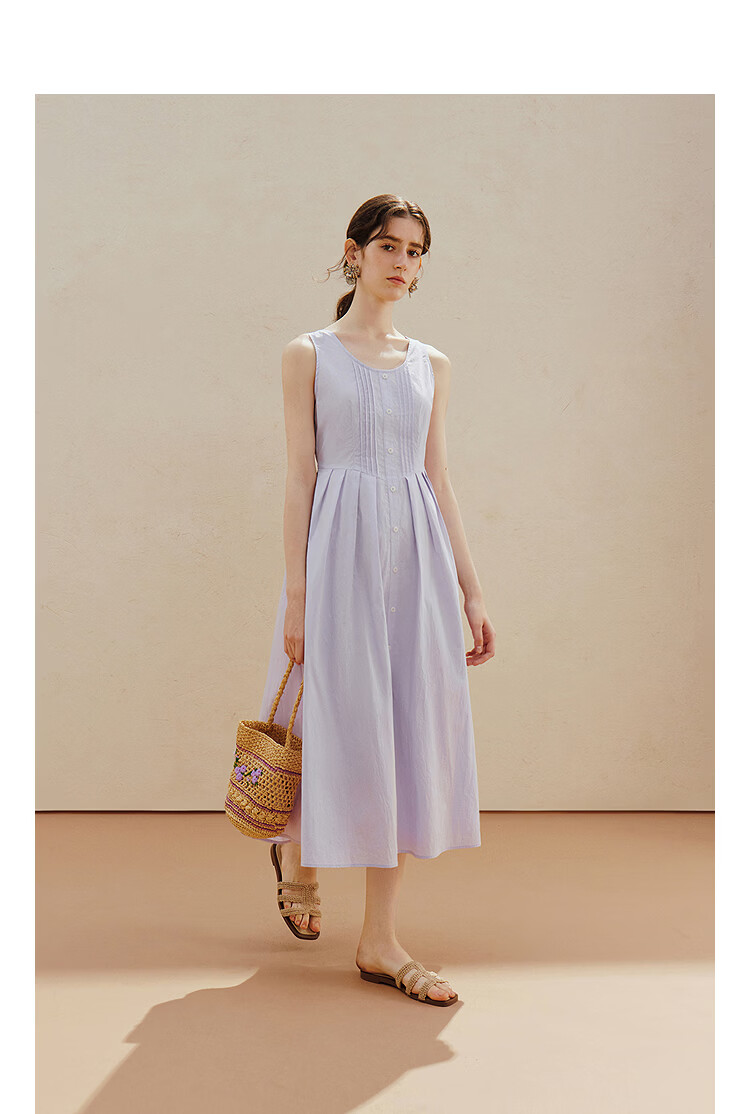 INMAN French Style Sleeveless Waist-Cinching Dress 2026 Summer New Slim Fit Purple Vest Dress Pink Purple L 4