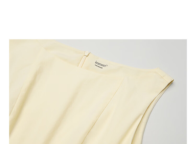 INMAN 100% Xinjiang Cotton Yellow Sleeveless Pleated A-Line Dress Vest XL Summer 2026 Women's New 7