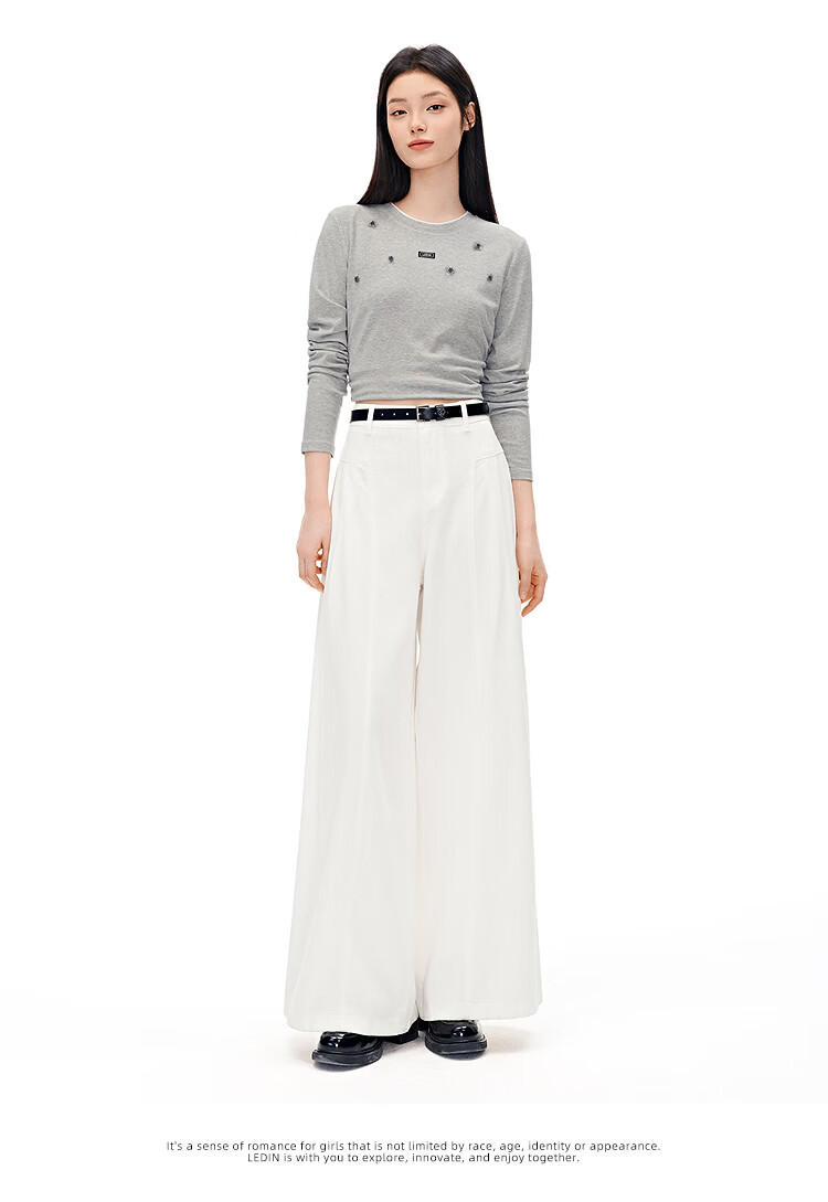 LeTing Naifu Loose Wide-Leg Casual Pants Summer New Straight Slim Yamamoto Pants Denim Off-White (In Stock) M 10