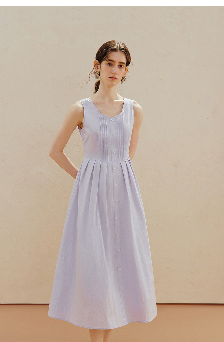 INMAN French Style Sleeveless Waist-Cinching Dress 2026 Summer New Slim Fit Purple Vest Dress Pink Purple L 9