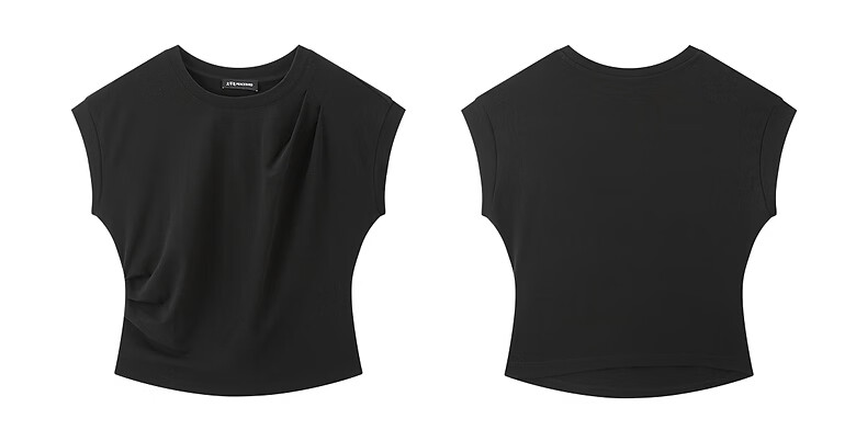 Peacebird Women's T-Shirt [5A Antibacterial] Waist Pleated Slim Fit Short Sleeve Summer Puff Sleeve Top White L 13