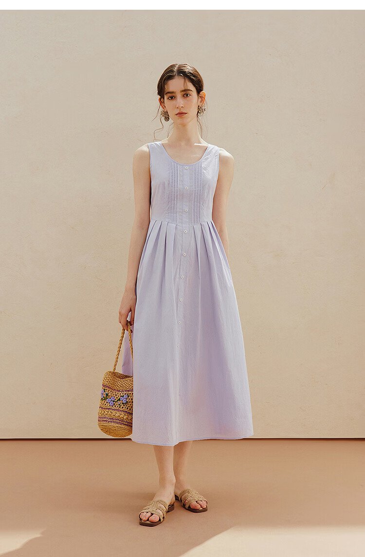 INMAN French Style Sleeveless Waist-Cinching Dress 2026 Summer New Slim Fit Purple Vest Dress Pink Purple L 11