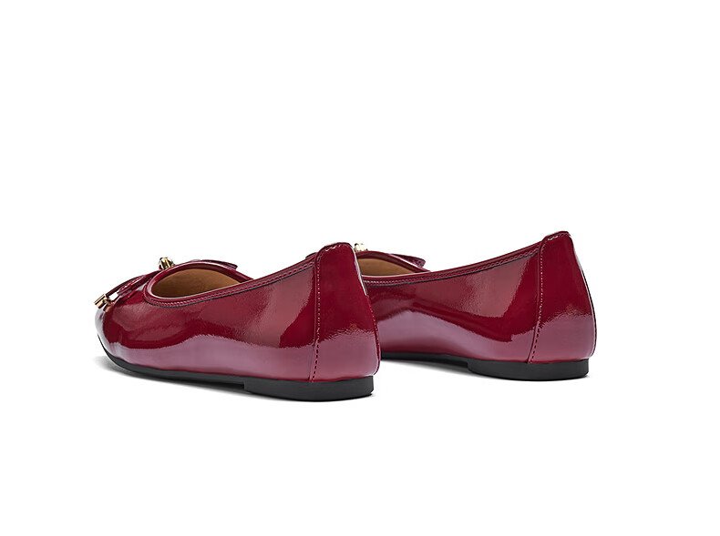 Hotwind Women's Flat Shoes 2026 Spring New Square Toe Red Casual Lightweight Commuter Shoes 12