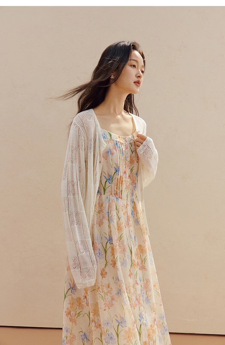 INMAN 100% Xinjiang Cotton Plant Print Camisole Dress 2026 Summer New Women's Dress Orange Flower Color XL 15