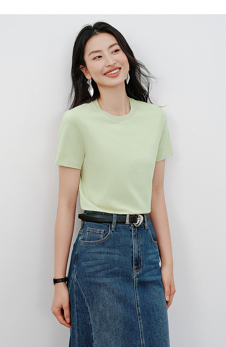 Yixiang Liying Lyocell Short Sleeve T-Shirt Women 2026 Spring New Shoulder Base Shirt Lavender Purple M 36