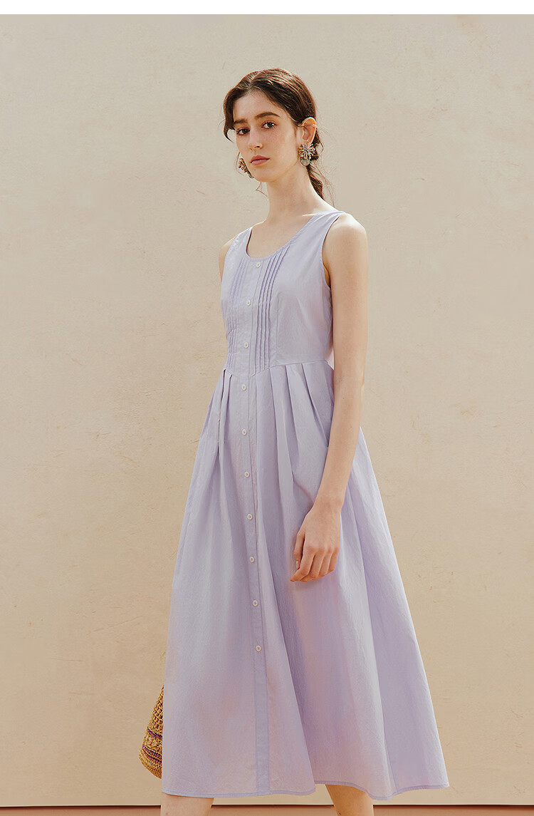 INMAN French Style Sleeveless Waist-Cinching Dress 2026 Summer New Slim Fit Purple Vest Dress Pink Purple L 10