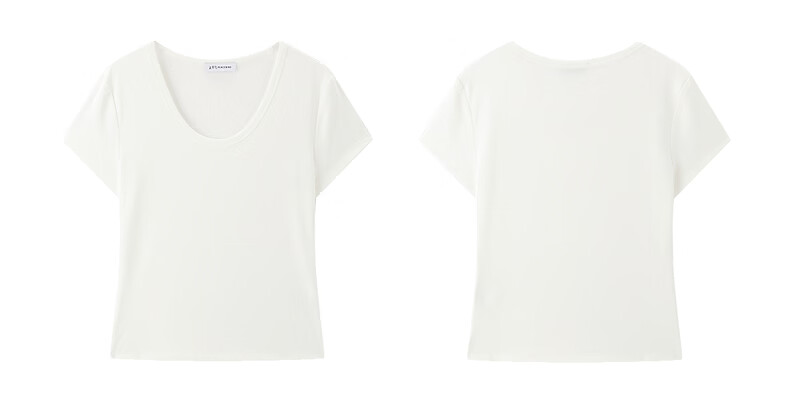 Peacebird Women's T-Shirt [Early 8 Commute T] Straight Shoulder Basic Short Sleeve Summer U-Neck Top U-Neck - Gray S 18